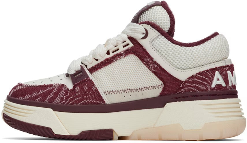 AMIRI Burgundy & Off-White Bandana Denim MA-1 Sneakers